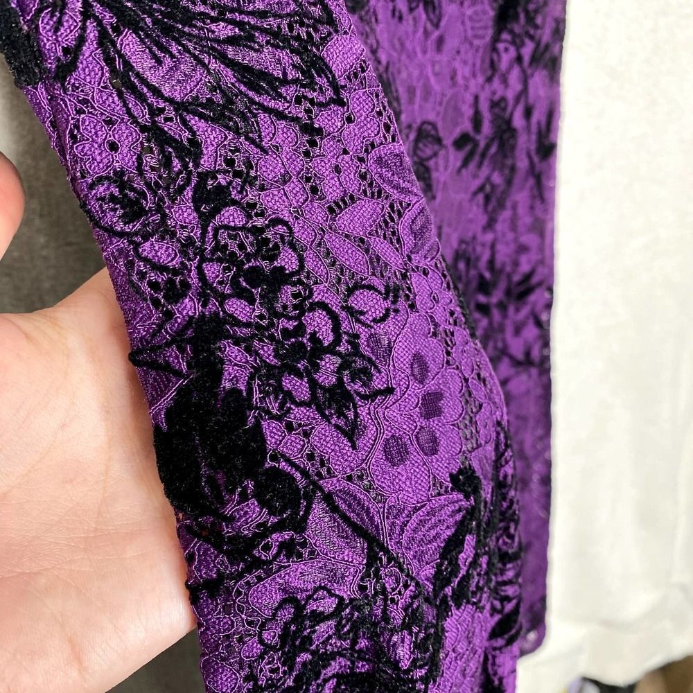 Danny & Nicole Floral Lace Velvet Fit & Flare Dress Purple Black Halloween 8 - Picture 5 of 15